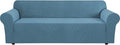 H.VERSAILTEX Stretch Couch Covers for Sofa 1 Piece Slipcovers for Couch and Sofas 3 Seater Couch Cover Feature Thick Checked Jacquard Fabric with Elastic Bottom(Large Sofa 90"-100" Wide, Storm Blue)
