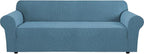 H.VERSAILTEX Stretch Sofa Covers 4 Seater Sofa Slipcovers for Living Room Feature Thick Checked Jacquard Fabric with Elastic Bottom, Sofa X-Large - Storm Blue