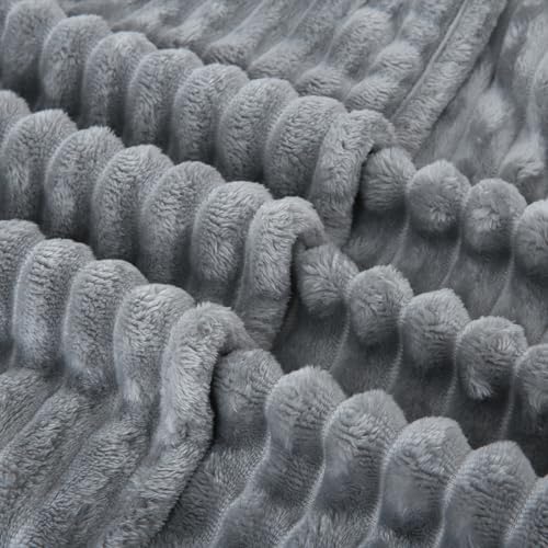 Grey Fleece Throw Blanket 108”×90” for Couch Sofa Livingroom - Image 6