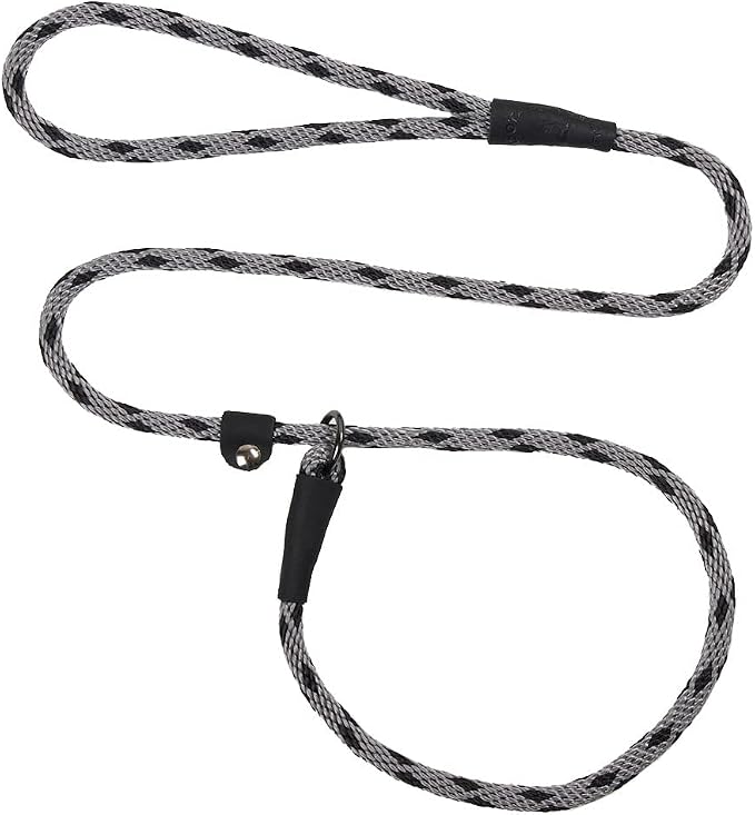 Mendota Pet Slip Leash - Dog Lead and Collar Combo - Made in The USA - Black Ice Silver, 1/2 in x 6 ft - for Large Breeds