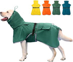 Waterproof Dog Raincoat Adjustable Dog Hooded Slicker Poncho Raincoat for Medium Large Dogs, Reflective Dog Rain Jacket(Green, 5XL)