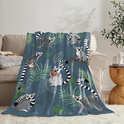 Lemur Blanket for Girls Women Boys Men Adults Kids Soft Cozy Fleece Cute Lemur Throw Blankets Gifts Warm Flannel Plush Stuff Lightweight Decorative for Couch Bed Sofa 60"X50" - Image 4