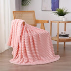 Light Pink Fleece Throw Blanket 90”×90” for Couch Sofa Livingroom - Image 3
