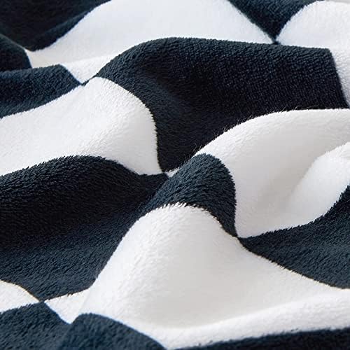 BEDELITE Checkered Fleece Throw Blanket for Couch, Black & White, 50"x60" - Image 6