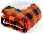 Touchat Halloween Blanket Twin Size 60" X 70"，Fall Autumn Harvest Sherpa Fuzzy Fluffy Soft Cozy Blankets, Fleece Flannel Plush Microfiber Throw for Couch Bed Sofa, Halloween Decor (Orange) by TOUCHAT