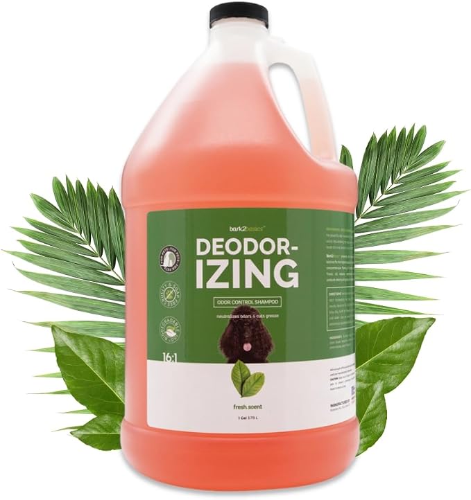 Bark2Basics Deodorizing Dog Shampoo, 1 Gallon | Powerful Odor Neutralizer Odortrol, Naturally Derived Ingredients, Eliminates Smelly Pet Odors, Powerful Deodorizing Formula, Professional Grade