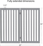 unipaws 36”H Free Standing Pet Gate for Dog Cat, 40”Wide Wooden Dog Gates | Foldable Pet Fence for Doorway, Stairs, Step, Expandable Doggy Barrier, Indoor Use