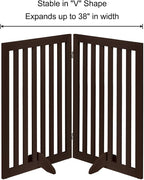unipaws 36”H Free Standing Pet Gate for Dog Cat, 40”Wide Wooden Dog Gates | Foldable Pet Fence for Doorway, Stairs, Step, Expandable Doggy Barrier, Indoor Use