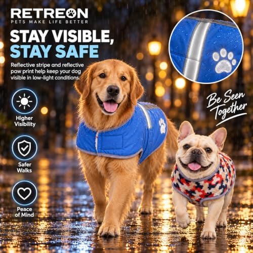Reversible Dog Coat for Extra Large Dogs, Winter Jacket, Blue, 4XL - Image 4