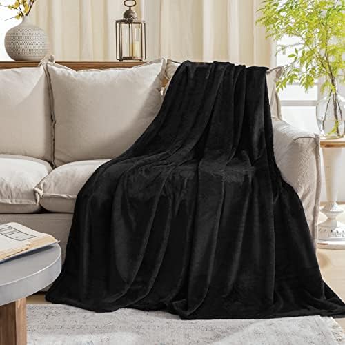 Black Fleece Plush Throw Blanket 90"x90"for Couch Sofa Fuzzy Cozy Flannel - Image 3