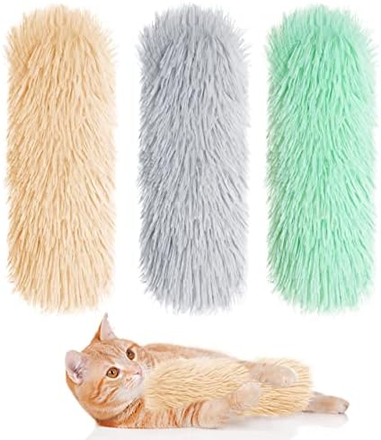 Nydotd 3pcs Cat Toys Cat Pillows, Catnip Toys Interactive Cat Kicker Toy Soft and Durable Plush Fabric Kick Sticks Chasing Chewing Filled Chew for Puppy Kitty Exercise (Gray, Beige, Grass Green) by Nydotd