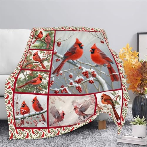 Cardinal Blanket Red Bird Throw Blanket Gifts for Women Men Boys Girls Kids Adults Super Soft Cozy Plush Fluffy Fuzzy Fleece Blanket Home Decor 50''X60'' - Image 3