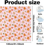 Pink Gingerbread Christmas Throw Blanket, Soft Lightweight Candy Cane Xmas Flannel Blanket for Winter Holiday Couch Sofa Bed Chair Living Rooms Home Decor Gifts 50 x 60 Inch - Image 2
