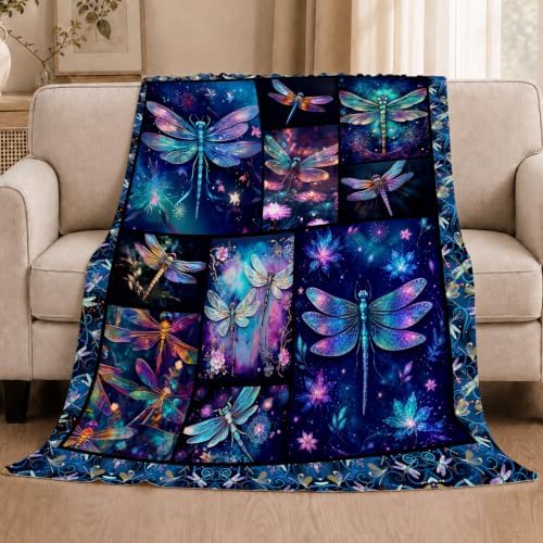 Dragonfly Blanket Dragonfly Throw Blanket Gifts for Women Men Boys Girls Kids Adults Super Soft Cozy Plush Fluffy Fuzzy Fleece Blanket Home Decor 60''X80'' - Image 5