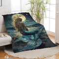 Mermaid Throw Blanket Beach Moon Night Mermaid Stuff Gifts for Kids Girls Boys Adults Women Men Soft Cozy Warm Plush Fluffy Fuzzy Fleece Blanket Decor 60''X80'' by Fuzawet