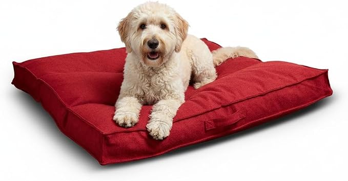Happy Hounds Milo Square Tufted Pillow Dog Bed, Scarlet, Large (40" x 40")