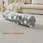 Straight Cat Tunnel for Indoor Cats 47"x12", Grey Paw - Image 4