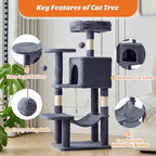 DUMOS 44 in Cat Tree Tower with Natural Sisal Scratching Posts - Image 3
