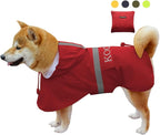 Waterproof Dog Coat Raincoat Poncho for Small to Medium Dogs, Polyester TPU Material Pet Jacket Apparel with Reflective Strips, Red, 3XL