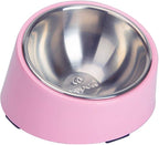 SuperDesign Mess Free 15° Slanted Bowl for Dogs and Cats, Tilted Angle Bulldog Bowl Dog Feeder, Non-Skid & Non-Spill, Easier to Reach Food L/2 Cup Pink