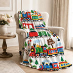 Train Throw Blanket Cartoon Locomotive Railway Print Gifts 60''x80'' - Image 4