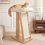 27.5" 3-in-1 Natural Pine Wood Cat Scratching Post for Small Medium Cats by Famifit