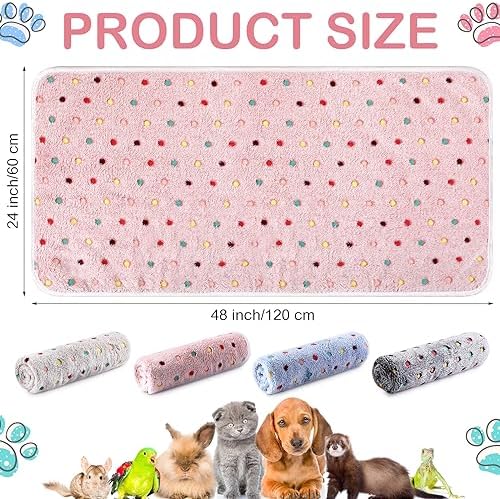 Reginary 4 Pcs Guinea Pig Fleece Cage Liners, Colorful Dot, 24 x 47 Inch - Image 2