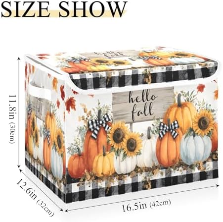 Bolaz Storage Bins with Lids and Handles,Pumpkin Storage Box Basket with Cover Collapsible Organizer Containers for Home Closet, Shelves - Image 3