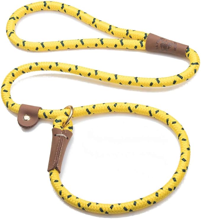Mendota Pet Slip Leash - Dog Lead and Collar Combo - Made in The USA - Hi Viz Yellow, 1/2 in x 6 ft - for Large Breeds