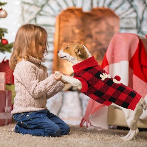 Dog Christmas Sweater Cute Dog Christmas Outfit with 3D Reindeer Pattern Soft Warm Turtleneck Knitted Pet Clothes Cold Weather Puppy Clothes for Small Medium Large Dogs Cats - Image 6