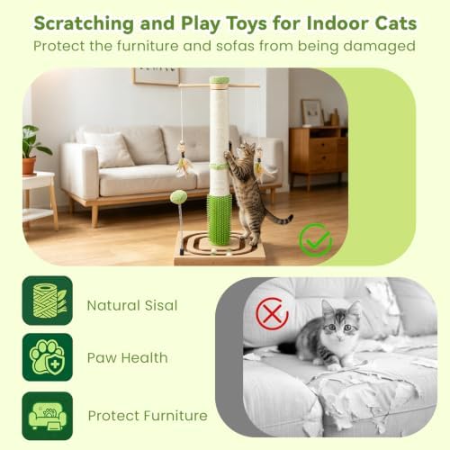 Cat Scratching Post with Stable Square Base for Indoor Small Cats&Kitten - Image 5