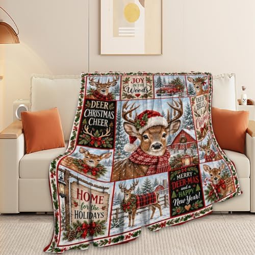 Christmas Deer Throw Blanket Reindeer Snowy Forest Holiday Gifts 60''x80'' - Image 4