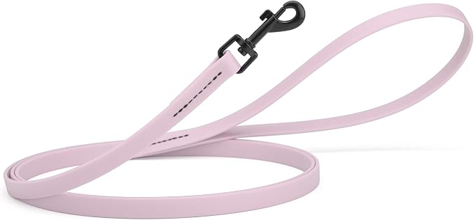 Dogline Biothane Waterproof Dog Leash Strong Coated Nylon Webbing with Black Hardware Odor-Proof Easy to Clean High Performance for Small or Large Dogs Made in USA 4 or 6 ft Lead, Pastel Purple
