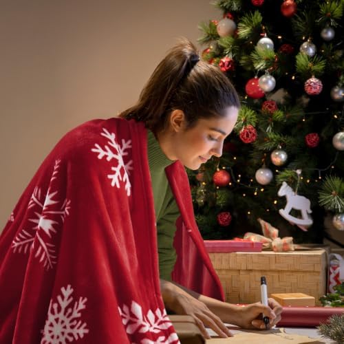 BEDELITE Christmas Throw Blanket for Decor & Gift, Red Snowflake, 50"x60" - Image 6