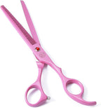 Moontay 7" Professional Dog Grooming Scissors Set of 5 with Pet Comb & Bag | Pet Grooming Chunkers Shears for Dog, Curved Dog Grooming Scissors, Thinning Shears for Dog with Grooming Comb, Pink