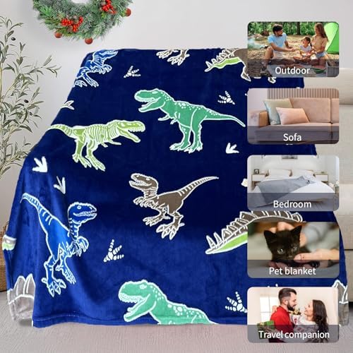 COMFAR Dinosaur Blanket for Boys, Dinosaur Glow in The Dark Blanket for Kids/Toddler/Baby, Soft Fleece Blankets and Throw, Birthday 50"x 60" - Image 7