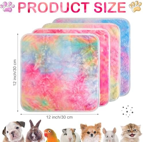 Reginary 4 Pcs Guinea Pig Fleece Cage Liners, Tie Dye, 12 x 12 Inch - Image 2