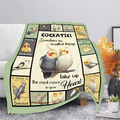 Parrot Bird Throw Blanket Cute Cockatiel Stuff Gifts for Kids Girls Boys Adults Women Men Soft Cozy Warm Plush Fluffy Fuzzy Fleece Blanket Decor 50''X60'' - Image 3