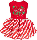 Fitwarm Candy Cane Cutie Dog Tiered Dress, Christmas Outfit for Small Dogs Girl, Funny Holiday Pet Clothes, Red, White, Green, XXS by Fitwarm