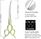 HASHIMOTO Curved Scissors for Dog Grooming, 6.5 inch, Extremely Lightweight | Ultralight Aluminum Handles, 440C Stainless Steel, 30 Degree of Curved Blade