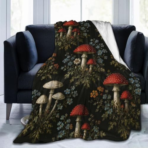 Mushroom Floral Blanket Cottagecore Throw Stuff Gifts 80"x60" by Unknown