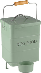 Dog Treats tin and dog Food Storage Tin with Lid & with Spoon for dog Food Storage, Medium Pet Food Storage Can-Dog Food-Green