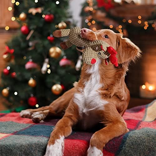 Senneny Dog Christmas Toys Reindeer, Stuffed Squeaky Toys for Dogs Puppy, Plush for Large Medium Dogs, Interactive Durable Dog Chew Toys - Image 4