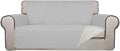 PureFit Reversible Quilted Couch Covers for Dogs Loveseat Sofa Cover 54" | Light Gray/Ivory, Water Resistant Couch Protector, Washable Pet Couch Cover with Non Slip and Elastic Straps For Kids