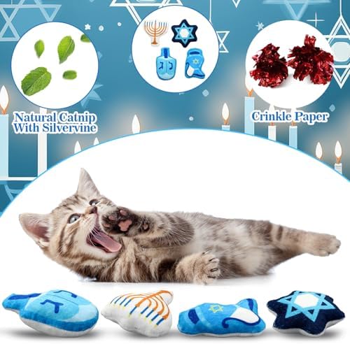 Soulchen Hanukkah Style 4 Pcs Catnip Silvervine Cat Toys Chew - Image 4