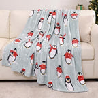 Gogreen Christmas Fleece Throw Blankets for Couch & Bed - Lightweight Plush Cozy Fuzzy Soft Blankets and Throws for Sofa, Christmas Penguin, 50x60 Inches - B - Image 2