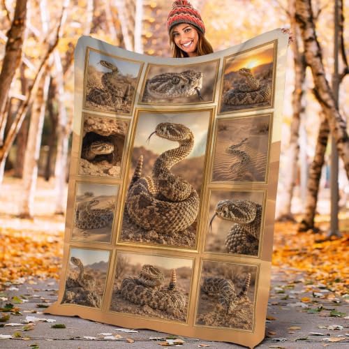 Rattlesnake Blanket, Reptile Snake Throw Gift for Adult Kid 60"X50" - Image 2