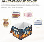 Bolaz Storage Bins with Lids and Handles,Halloween Background with Pumpkins Ghosts and Cemetary Storage Box Storage Basket with Cover Collapsible Organizer Containers for Home Closet, Shelves - Image 7