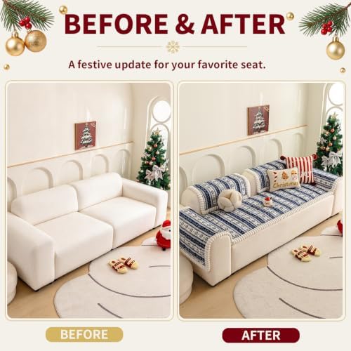 Christmas Couch Cover, Christmas Plush Sofa Cover for Dog Pet 1PC - Image 3