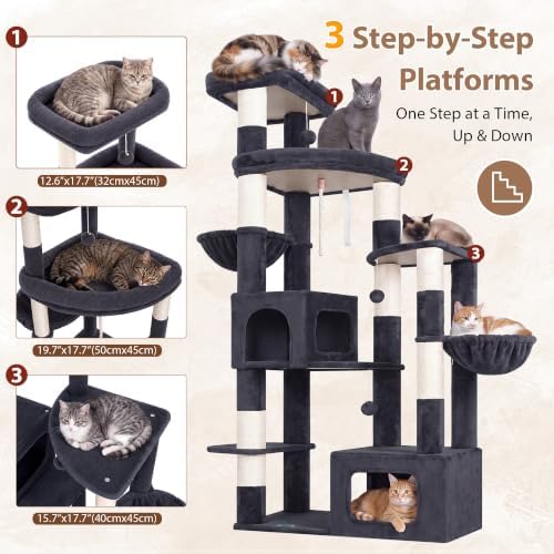 Gitelsnour 74.8'' Cat Tree Tower for Indoor Cats Large, Wide Base, GCT806G - Image 2